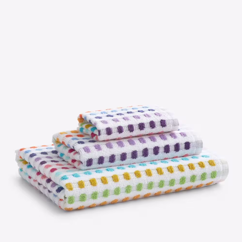 The Company Store Spectrum White Geometric Cotton Single Hand Towel