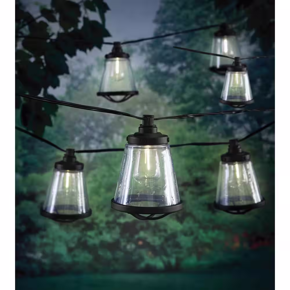 Hampton Bay 10-Light 11 ft. Outdoor/Indoor Plug-In LED ST38 Vintage Bulb String Light with Seedy Cage