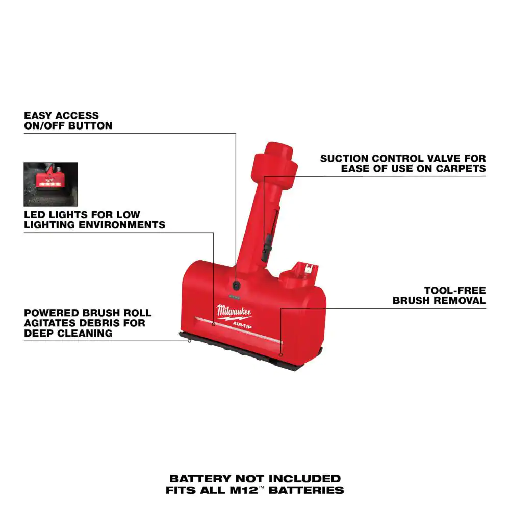 Milwaukee M12 AIR-TIP 1-1/4 in. - 2-1/2 in. Wet/Dry Shop Vacuum Utility Nozzle Attachment (1-Piece)