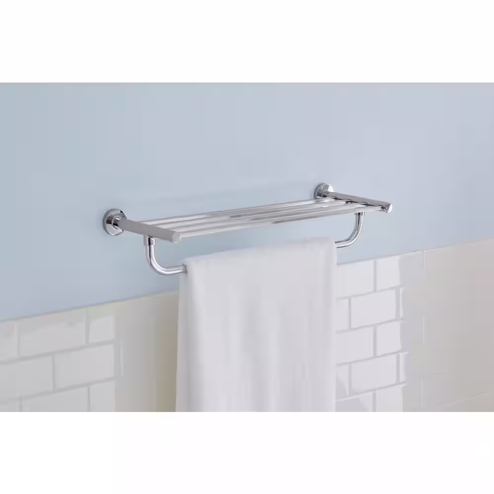 Glacier Bay Modern 21 in. Wall Mount Towel Rack with Towel Bar in Chrome
