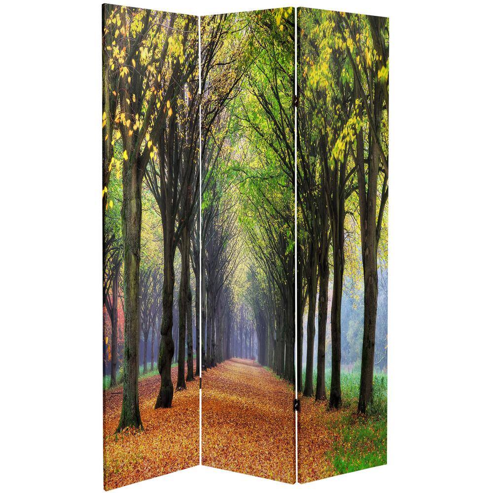 Oriental Furniture 6 ft. Autumn Footpath Printed 3-Panel Room Divider
