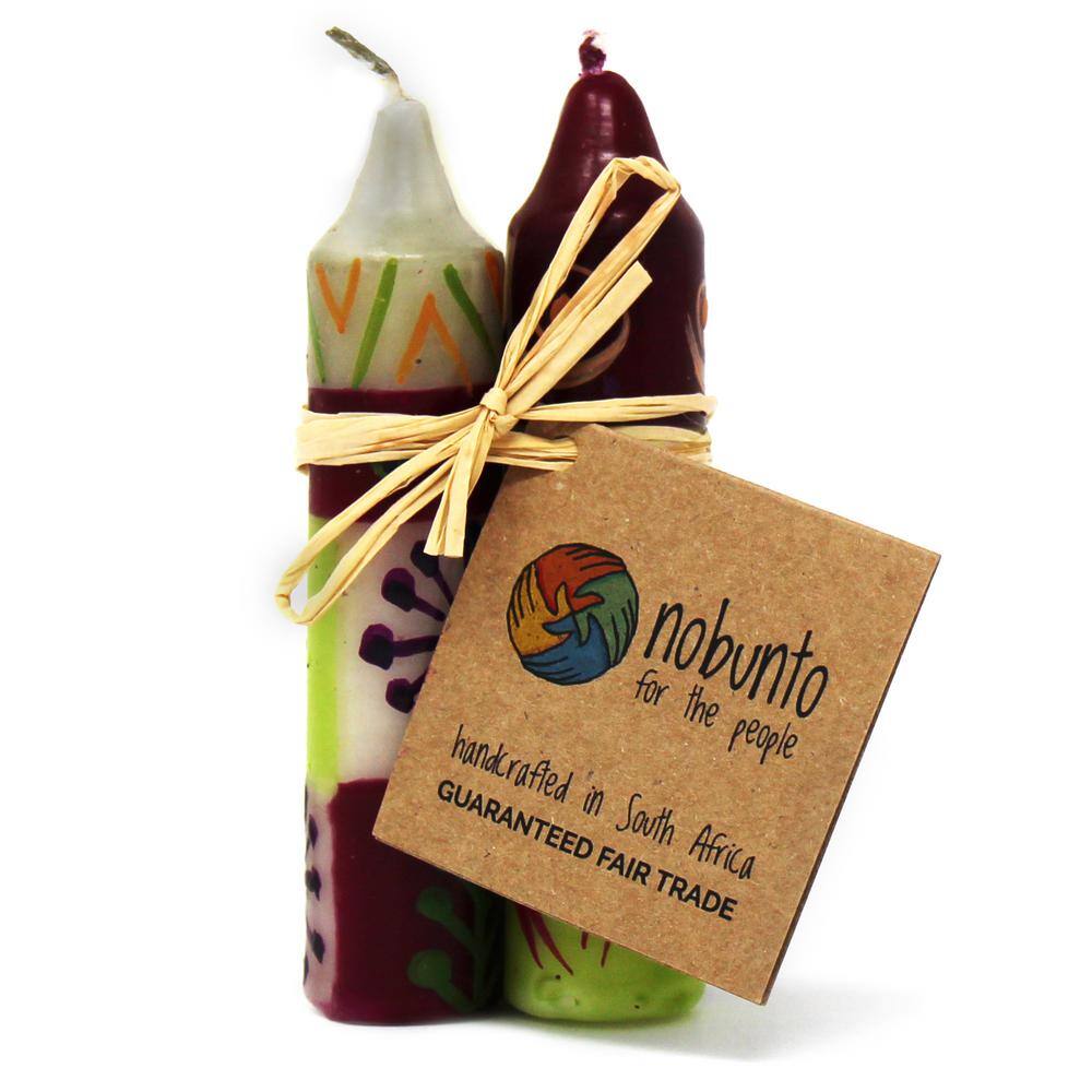 Global Craft Hand-Painted Dinner or Shabbat Candles in Green, Set of 4 (Kileo Design)