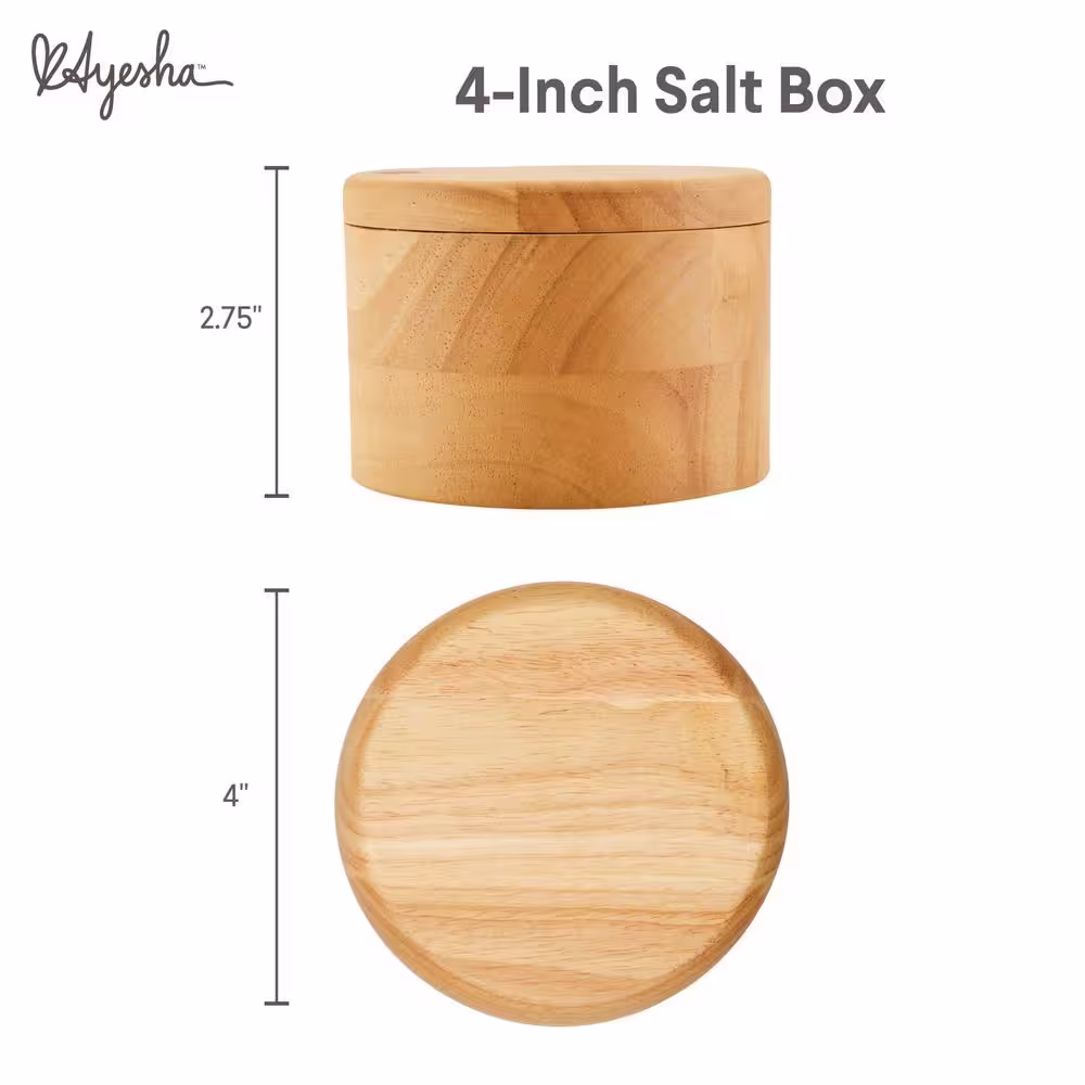 Ayesha Curry Pantryware Parawood Single Cavity Salt Box, 4-Inch