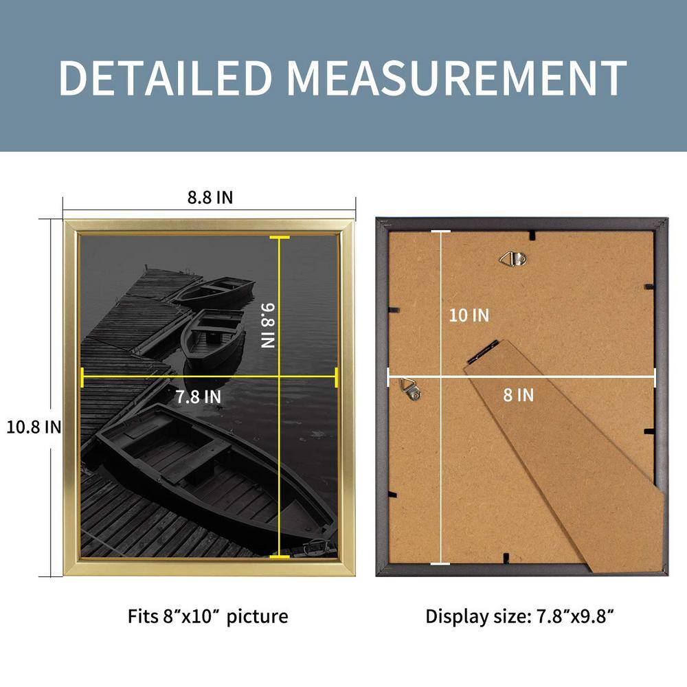 None 8 in. x 10 in. Gold Picture Frame (Set of 4)