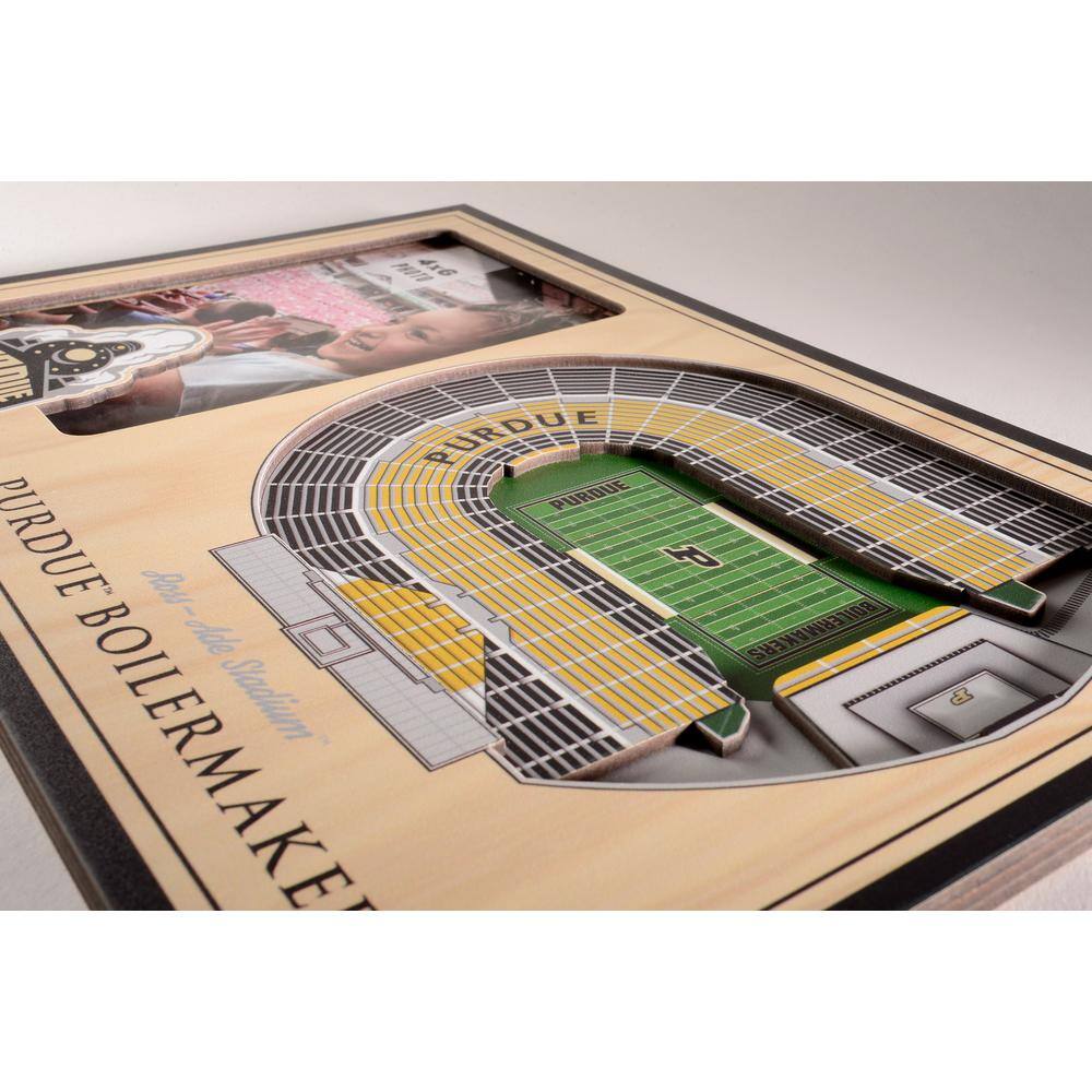 YouTheFan NCAA Purdue Boilermakers Team Colored 3D StadiumView with 4 in. x 6 in. Picture Frame