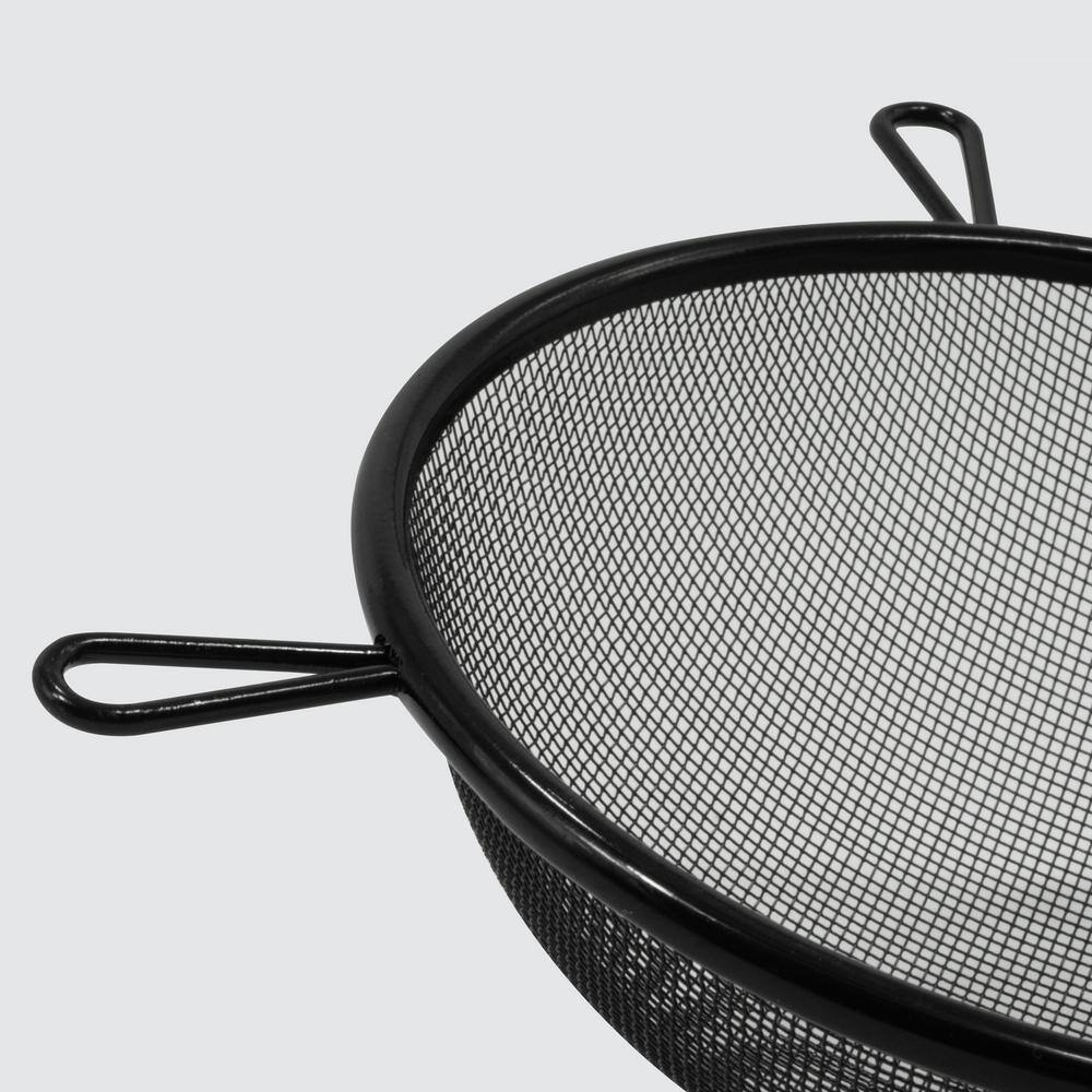 ExcelSteel 4/5 in. x 5/7 in. Black Strainers with Stay Cool Handle and Resting Tips (Set of 3)