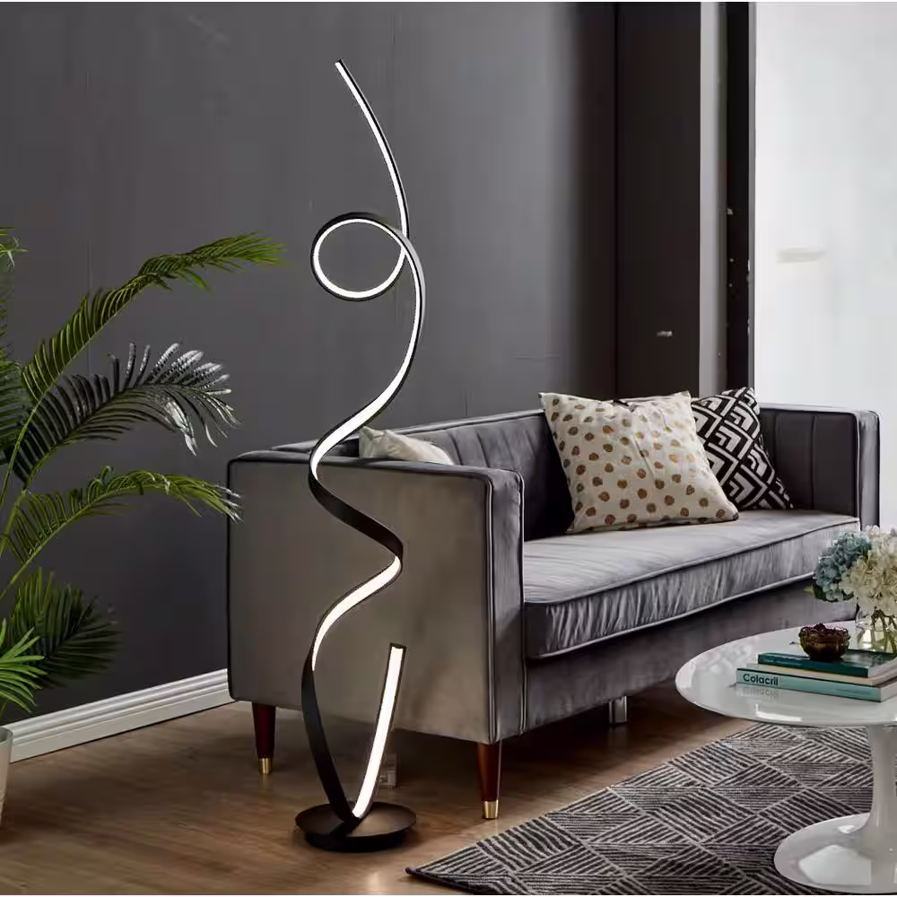 Finesse Decor Amsterdam 63 in. Black LED Floor Lamp Dimmable