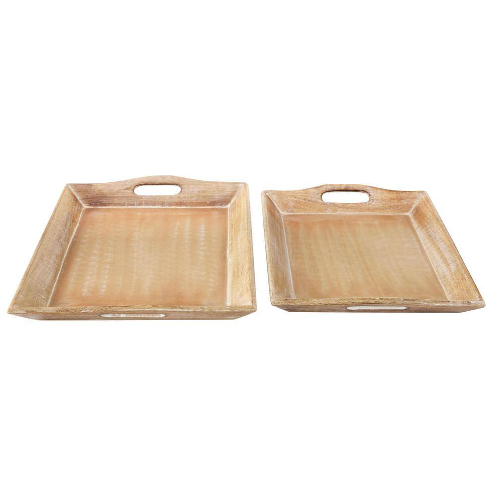 Litton Lane Brown Wood Decorative Tray (Set of 2)