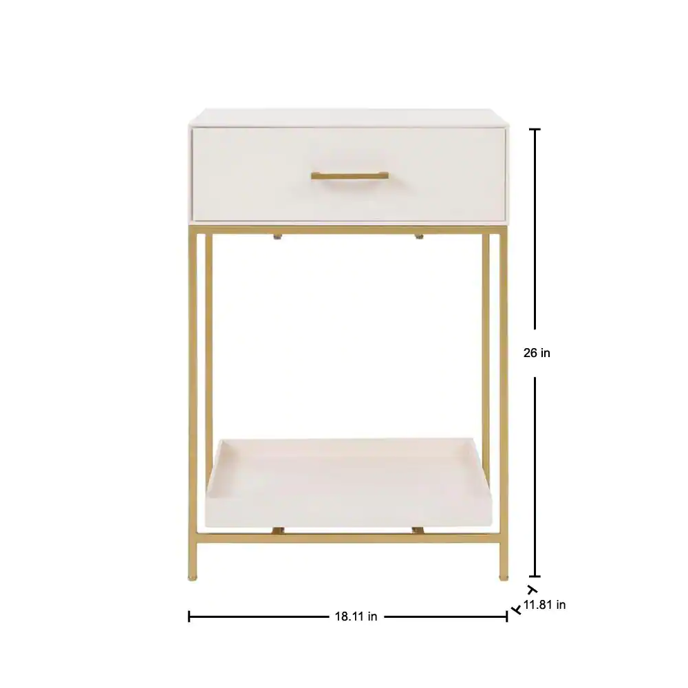 StyleWell Fendale 1 Drawer Ivory Wood Nightstand (18.11 in W. X 26 in H.)
