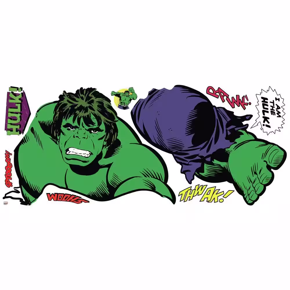 RoomMates 5 in. x 19 in. Classic Hulk Comic 19-Piece Peel and Stick Giant Wall Decal