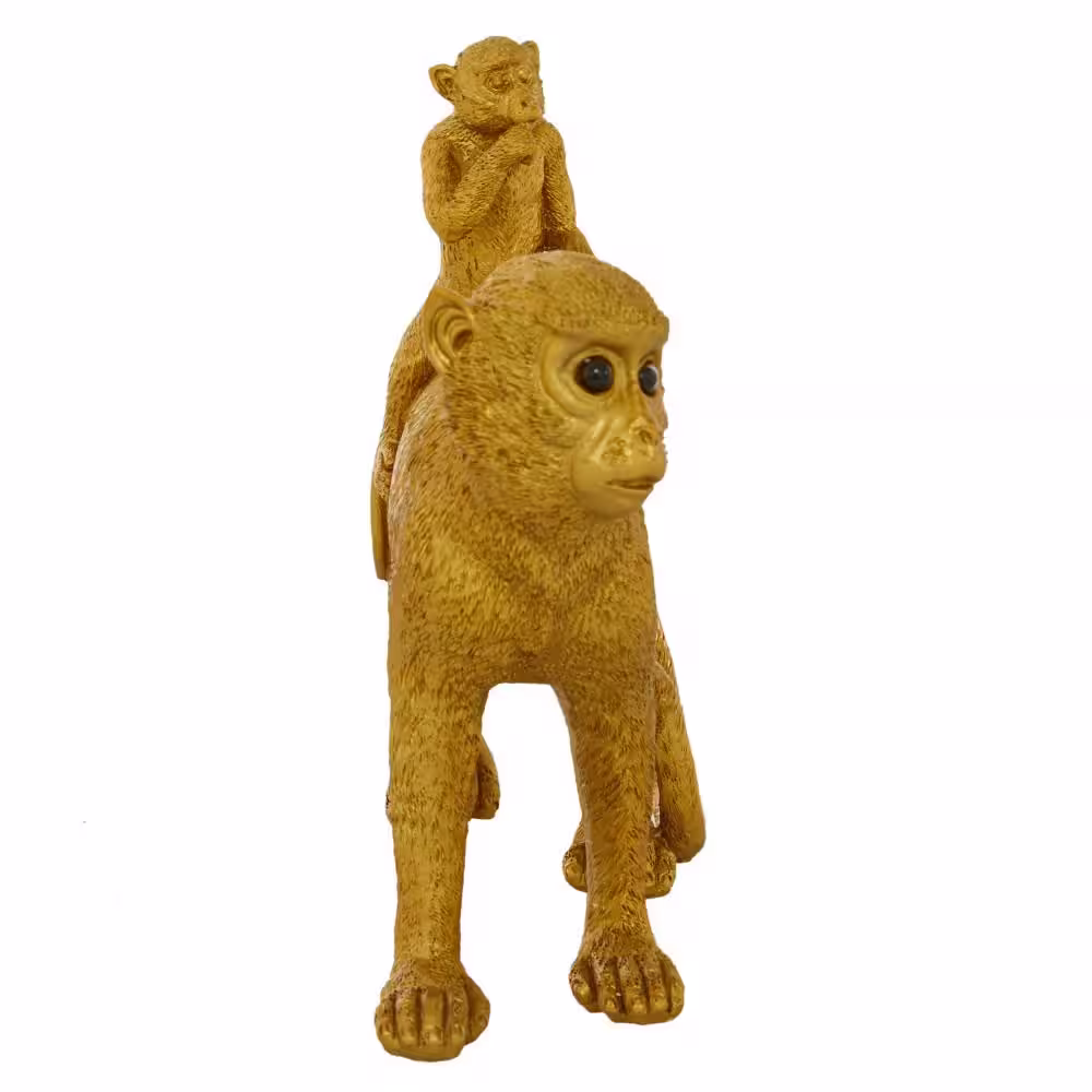 Litton Lane Gold Polystone Monkey Sculpture