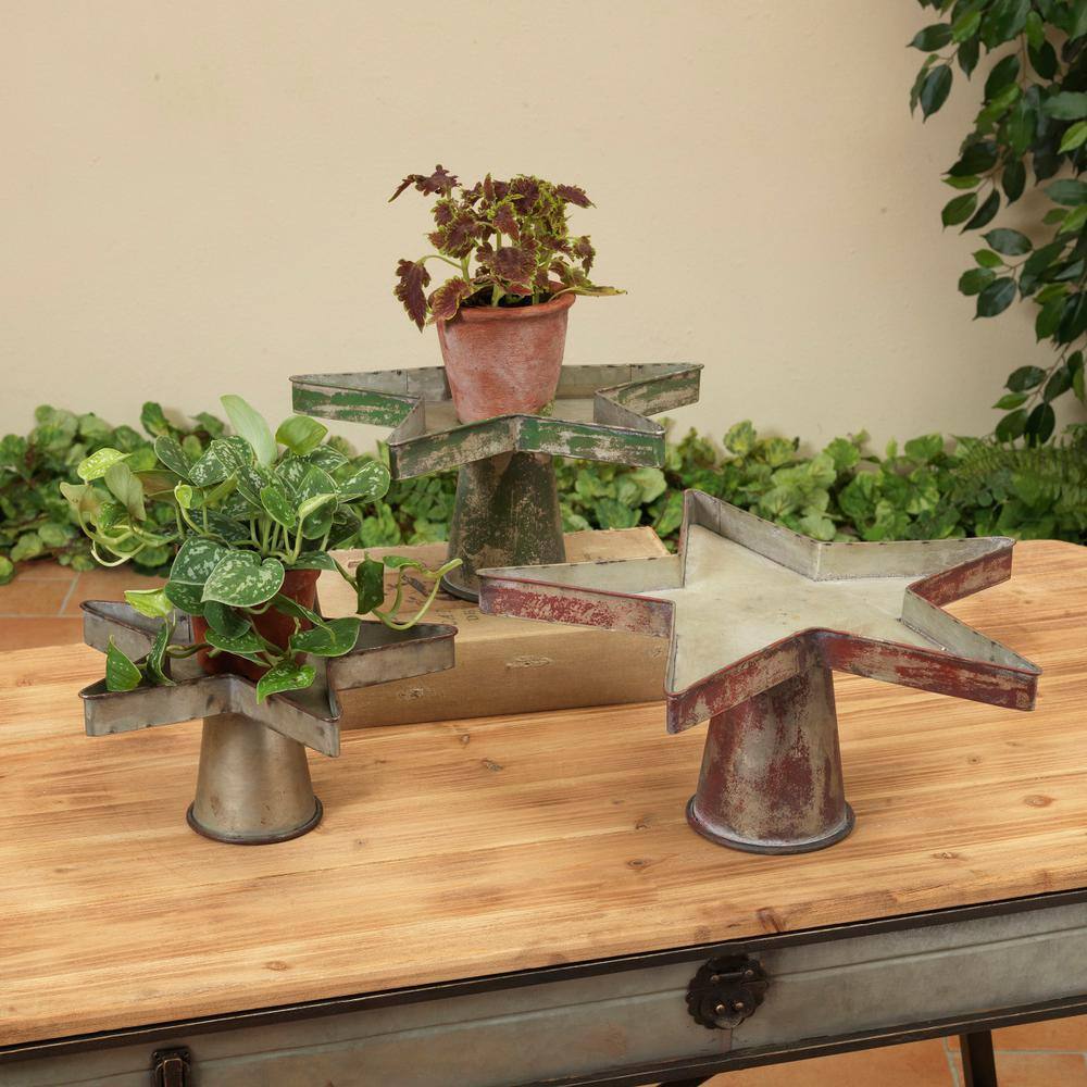 GERSON INTERNATIONAL Metal Star Plant Stand (Set of 3)