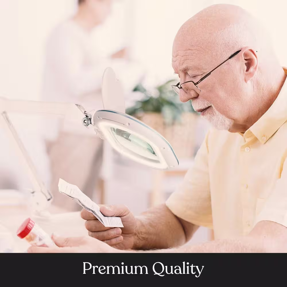 Brightech LightView Pro 24 in. to 51 in. White XL Magnifying 2 in 1 Floor and Desk LED Lamp