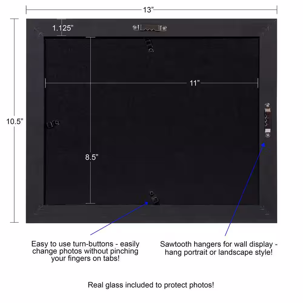 DesignOvation Kieva 8.5 in. x 11 in. Gray Picture Frame (Set of 6)