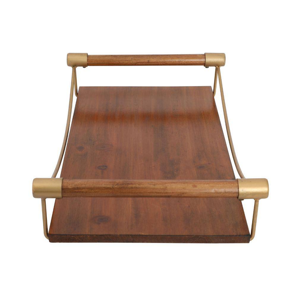 THE URBAN PORT Brown Decorative Wooden Serving Tray with Side Handles