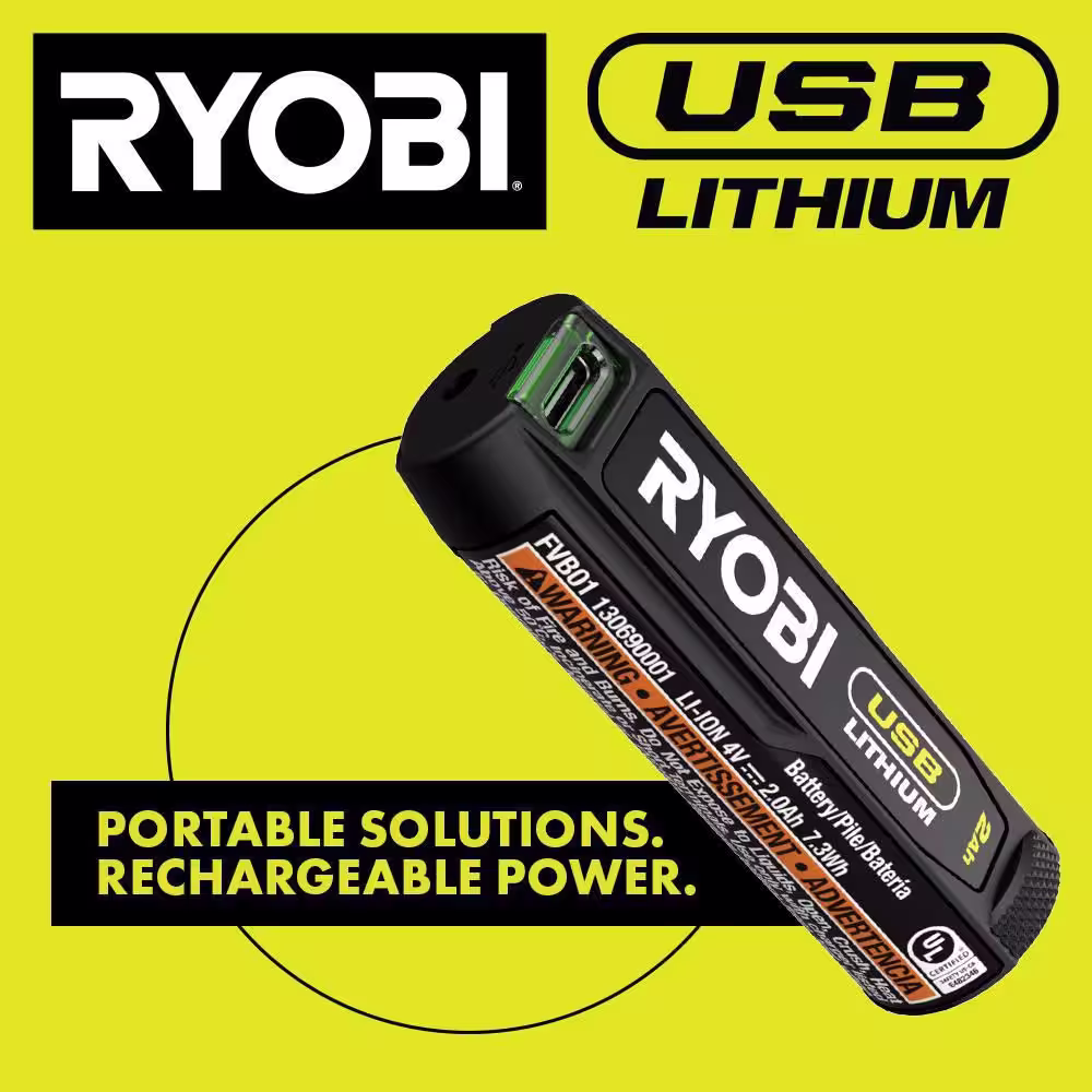 RYOBI USB Lithium 2.0 Ah Rechargeable Batteries (2-Pack)