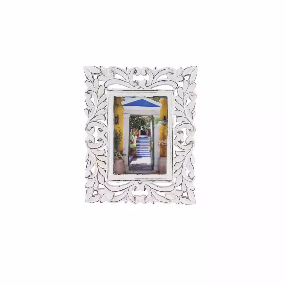 Litton Lane White Wood Farmhouse Photo Frame 11 in. x 9 in.