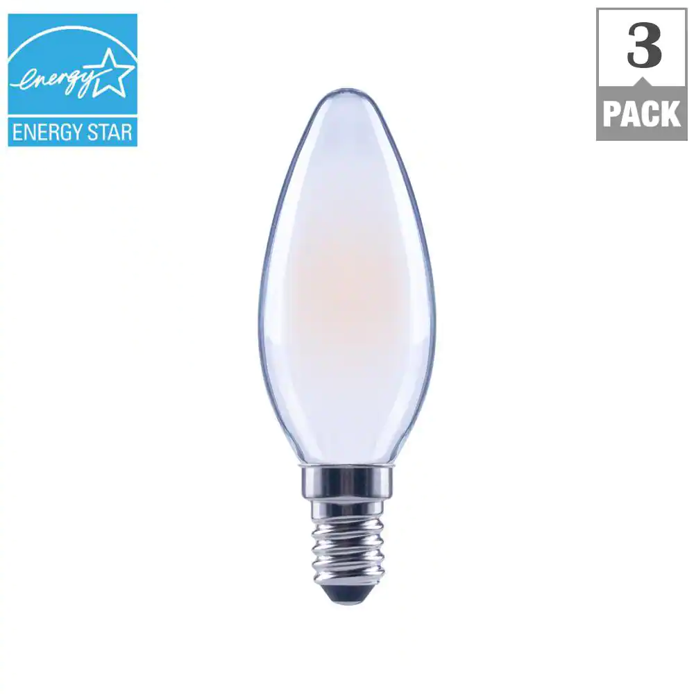 EcoSmart 60-Watt Equivalent B11 Dimmable Candelabra ENERGY STAR Frosted Glass Vintage Edison LED Light Bulb Soft White (3-Pack)