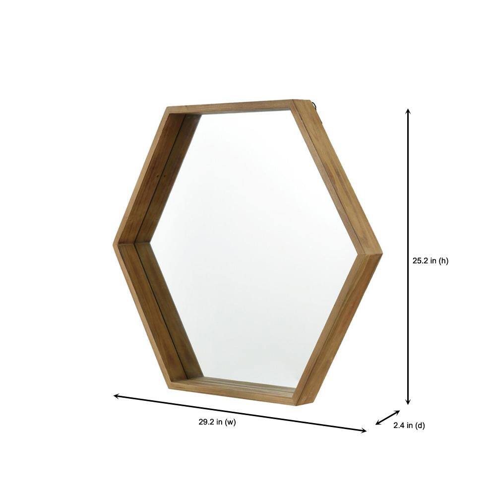 StyleWell Medium Hexagonal Natural Wood Modern Mirror with Deep-Set Frame (25 in. H x 29 in. W)