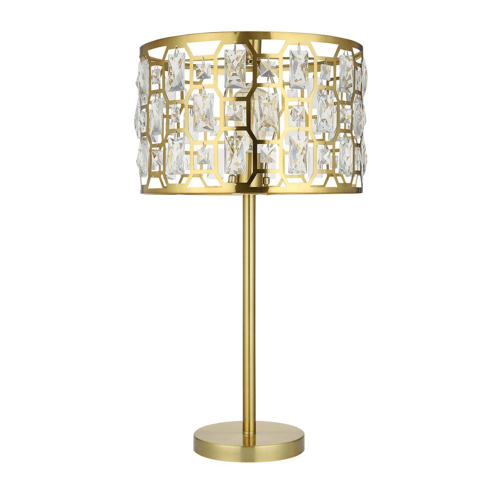 River of Goods Imogen 26.5 in. Gold Metal Candlestick Table Lamp with Faceted Crystal Studded Shade