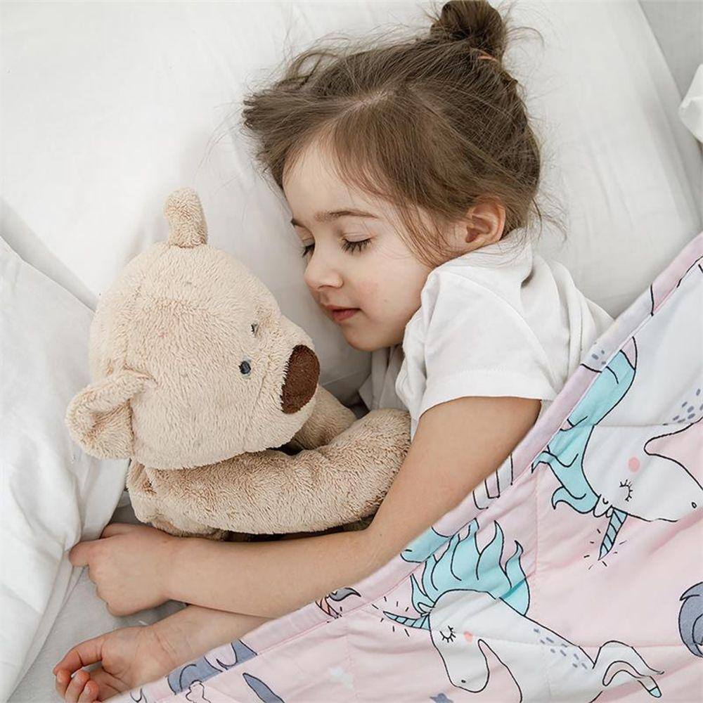 None Pink Brushed Cotton 41 in. x 60 in. 7 lb. Premium Breathable Kids' Weighted Blanket
