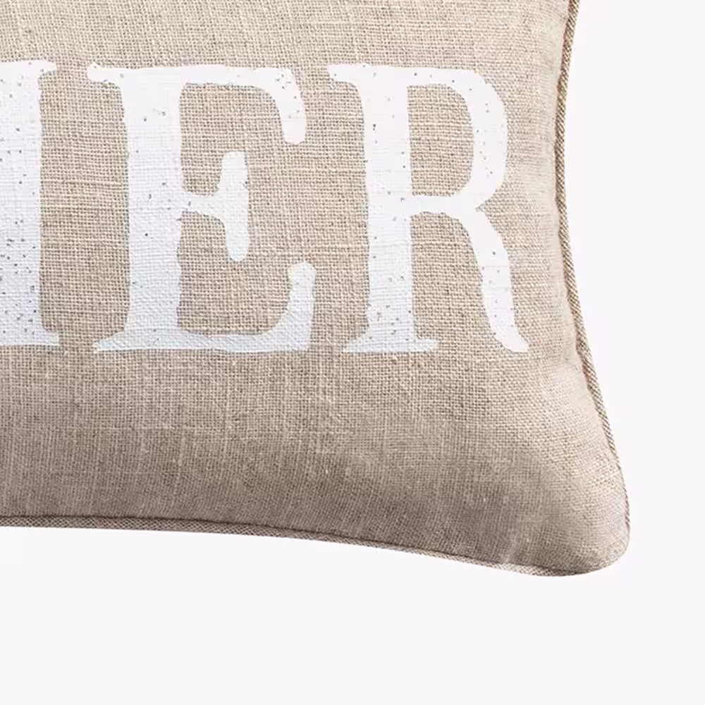 None Caspian Sea Beige Endless Summer Sentiment Embroidered Print 12 in. x 24 in. Throw Pillow