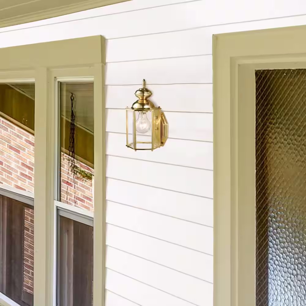 Design House Augusta Solid Brass Outdoor Wall Lantern Sconce