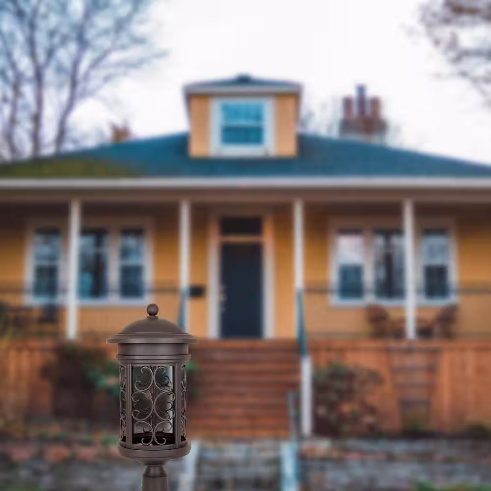 Designers Fountain Ellington 1-Light Oil Rubbed Bronze Cast Aluminum Outdoor Weather Resistant Post Light with No Bulb Included