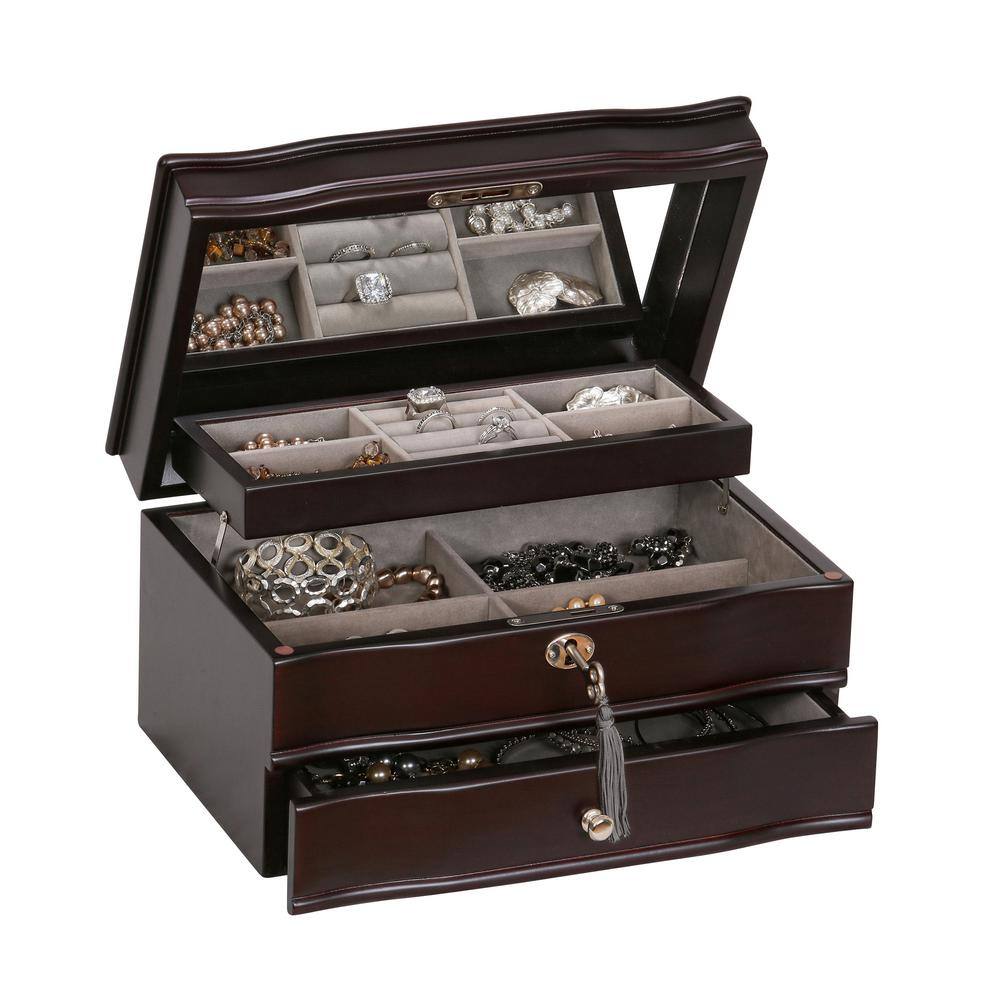 Mele & Co Davina Mahogany Finish Wooden Jewelry Box
