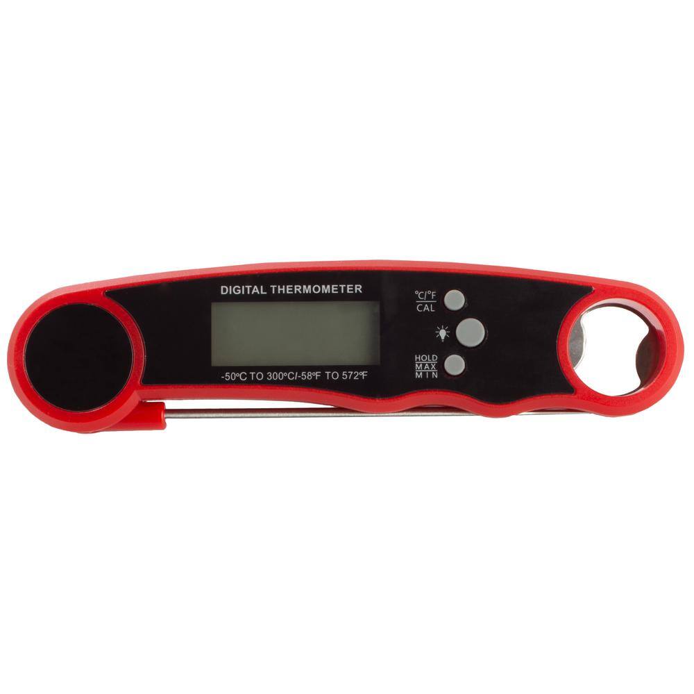 HOME-COMPLETE Red Instant Read Digital Thermometer with Water-Resistant Feature