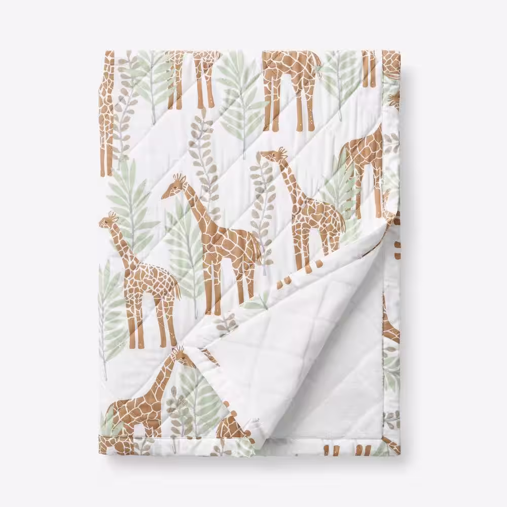 The Company Store Company Kids Giraffe Play Multi Organic Cotton Percale Stroller Blanket