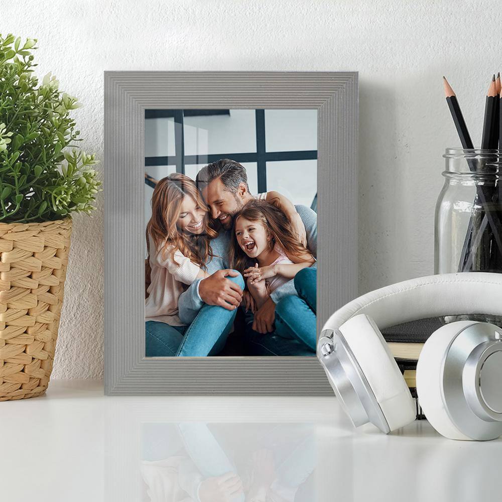 None Grooved 3.5 in. x 5 in. Grey Picture Frame