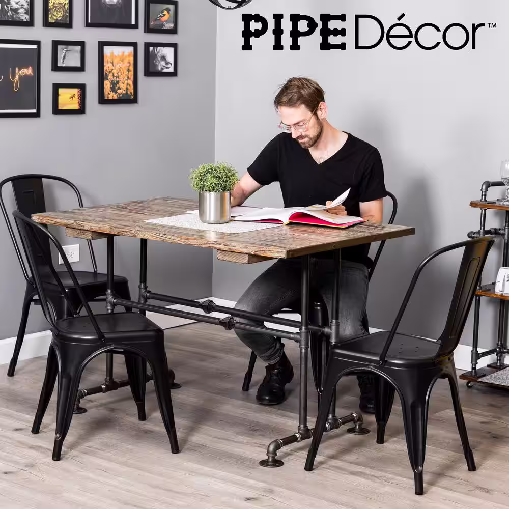 PIPE DECOR 3/4 in. Black Pipe x 3 ft. L x 30 in. H Bridge Design Kitchen Table Kit