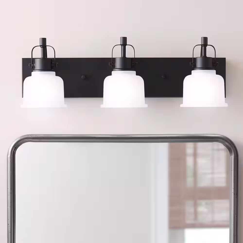 Home Decorators Collection Rockhill 22.07 in. 3-Light Black LED Vanity Light Dark LED