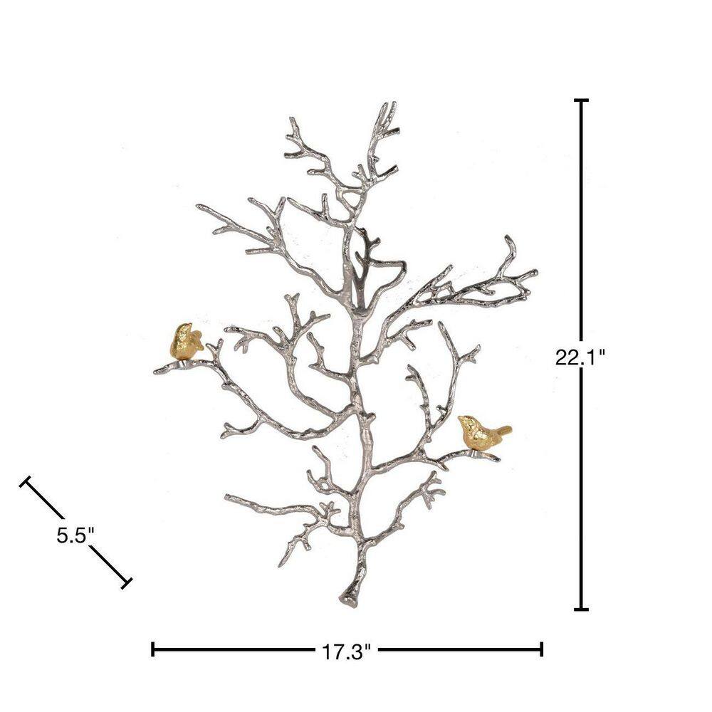 A & B Home Atelier Silver/Gold Small Branch Wall Sculpture