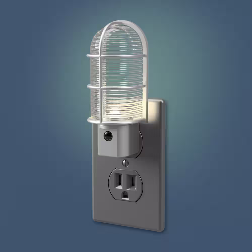Westek Satin Nickel Industrial Cage LED Night Light