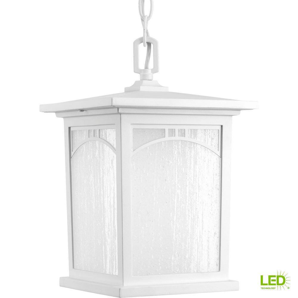 Progress Lighting Residence Collection 1-Light Outdoor Textured White LED Hanging Lantern