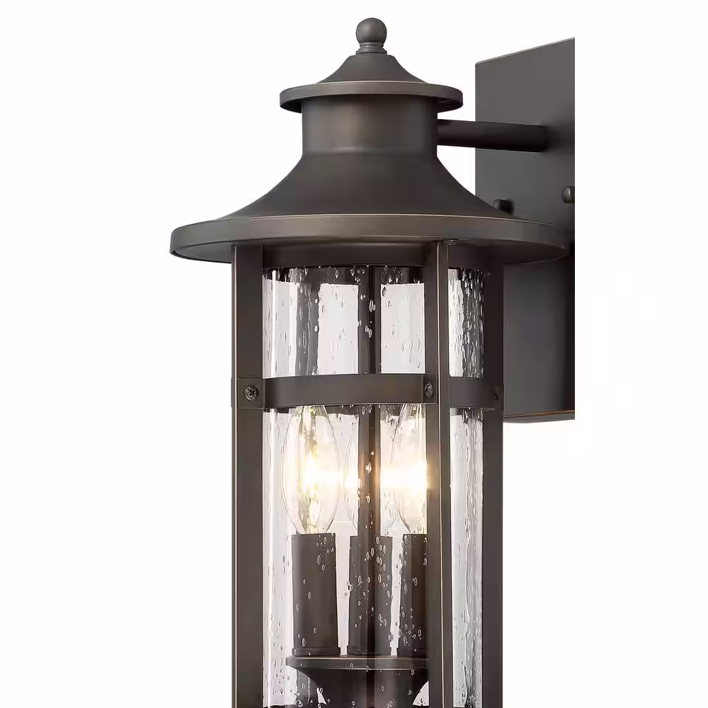 the great outdoors by Minka Lavery Highland Ridge Collection 3-Light Oil Rubbed Bronze with Gold Highlights Outdoor Wall Lantern Sconce