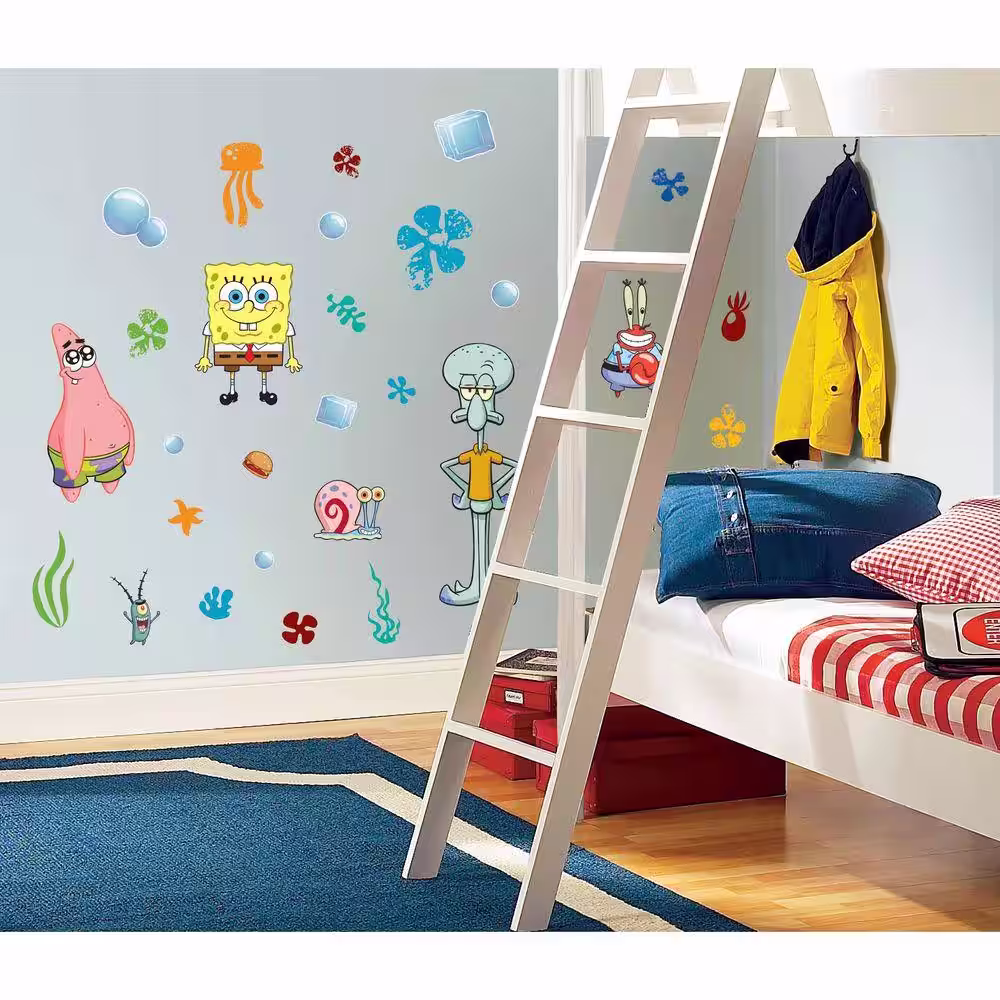 RoomMates 5 in. x 11.5 in. SpongeBob Square Pants Peel and Stick Wall Decals (45-Piece)