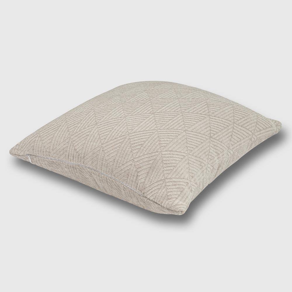 None Logan Geometric Woven Reversible Throw Pillow 18 in. x 18 in. Taupe
