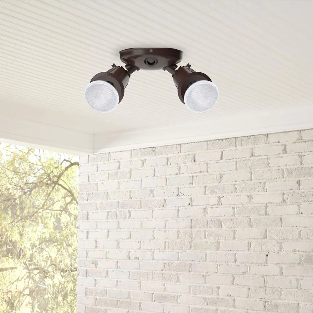 Commercial Electric Twin-Head Bronze Outdoor Flood Light for Outdoor Security Lighting