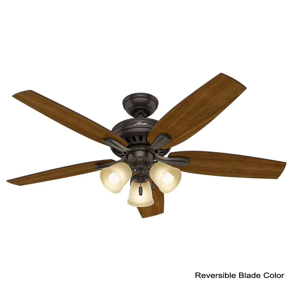 Hunter Newsome 52 in. Indoor Premier Bronze Ceiling Fan with Three Light Kit