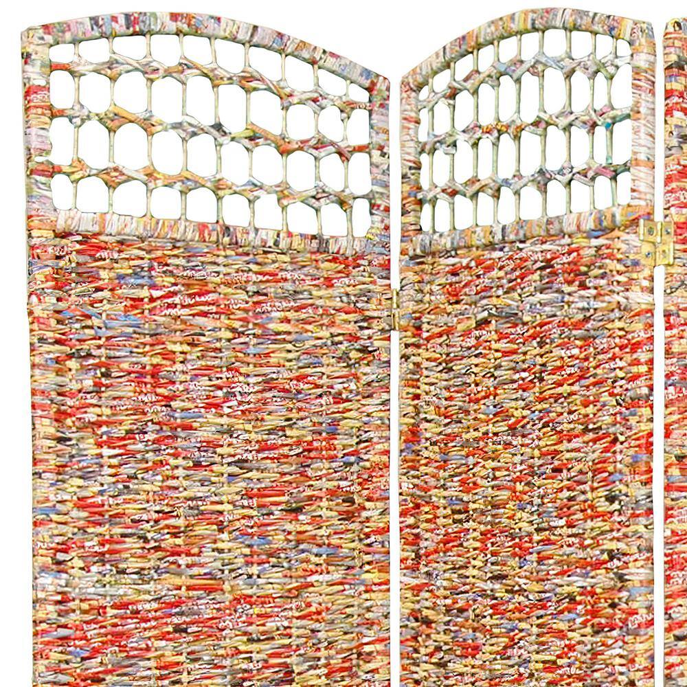 Oriental Furniture 5.5 ft. Multi Color 6-Panel Recycled Magazine Room Divider