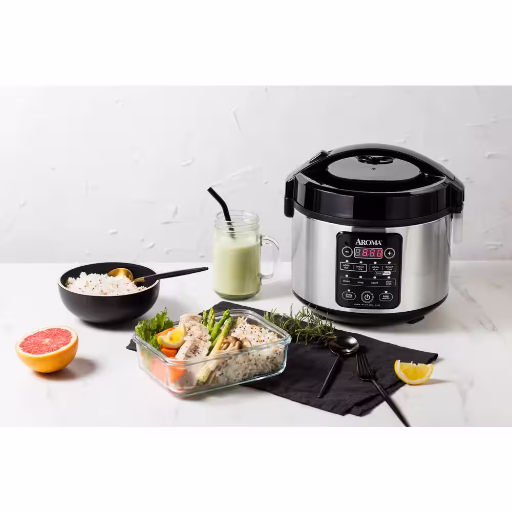 AROMA 20-Cup Stainless Steel Rice Cooker