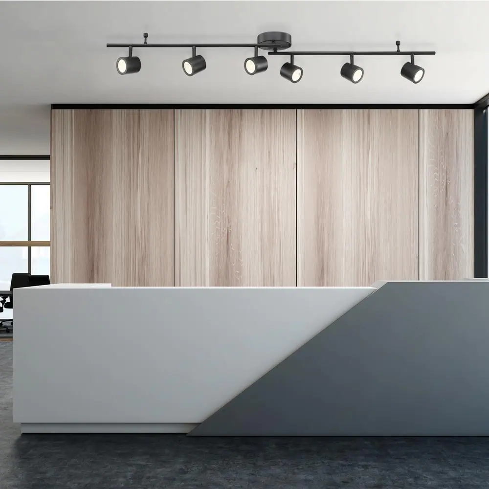 EnviroLite 4.33 ft. 6-Light Black Integrated LED Track Lighting Kit with Adjustable Bar and 6-Rotating Track Heads