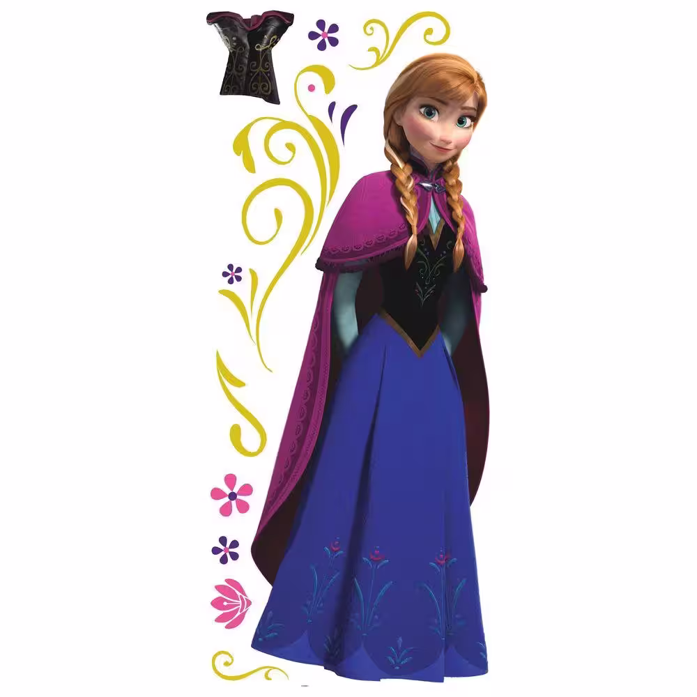 RoomMates 5 in. x 19 in. Frozen's Anna with Cape Giant 10-Piece Peel and Stick Wall Decal