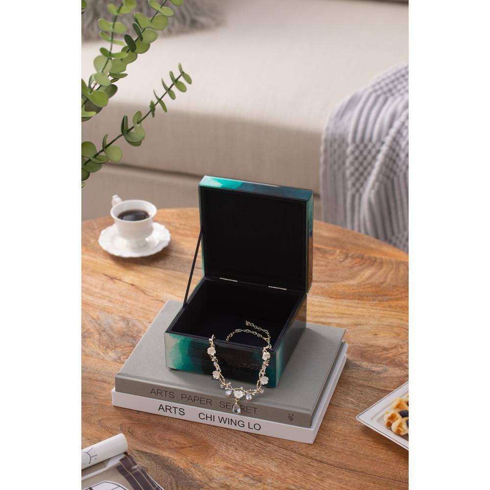Afoxsos 6.00 in. x 6.00 in. x 5.00 in. MDF+Glass Jewelry Storage Box