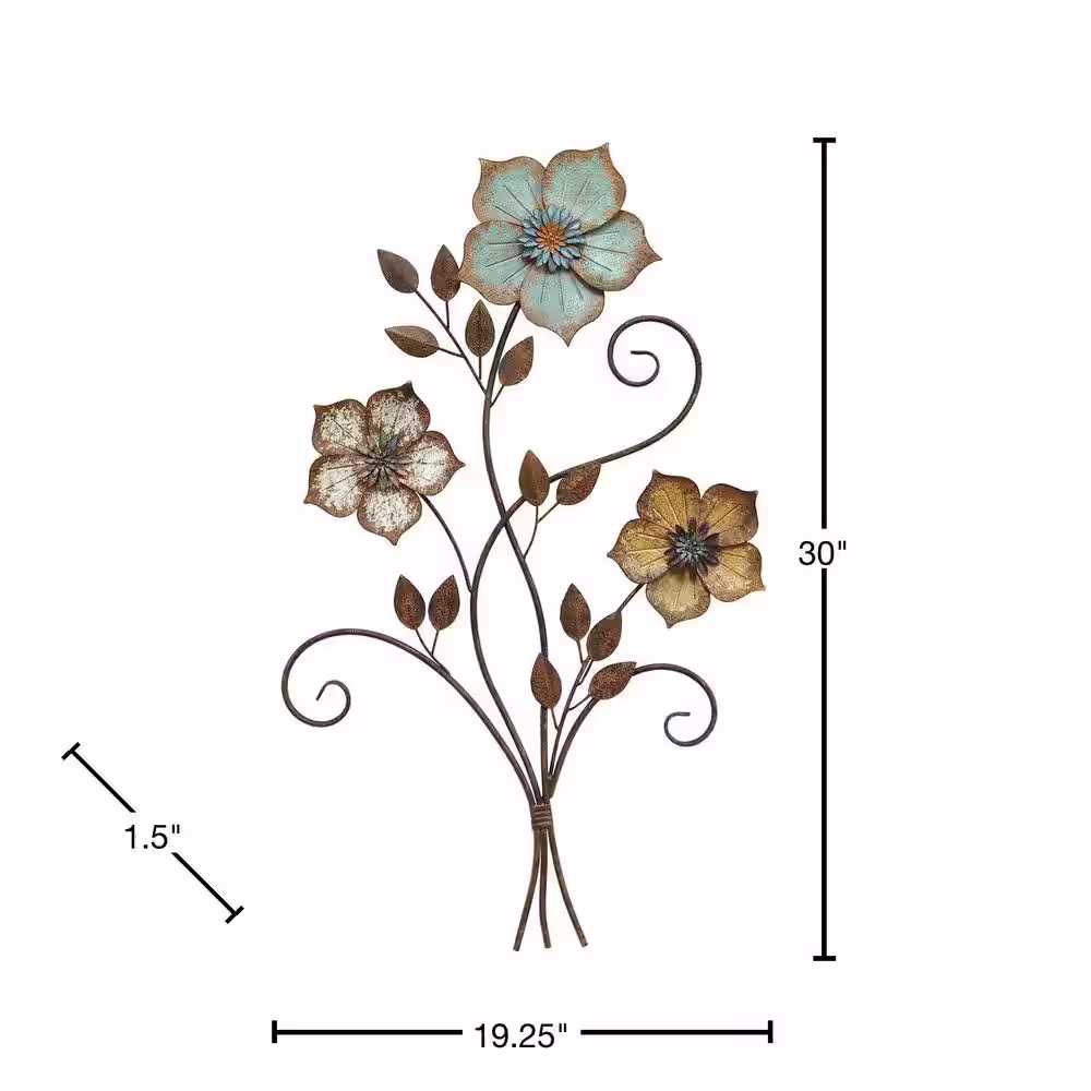 Stratton Home Decor Tricolor Flower Wall Decor