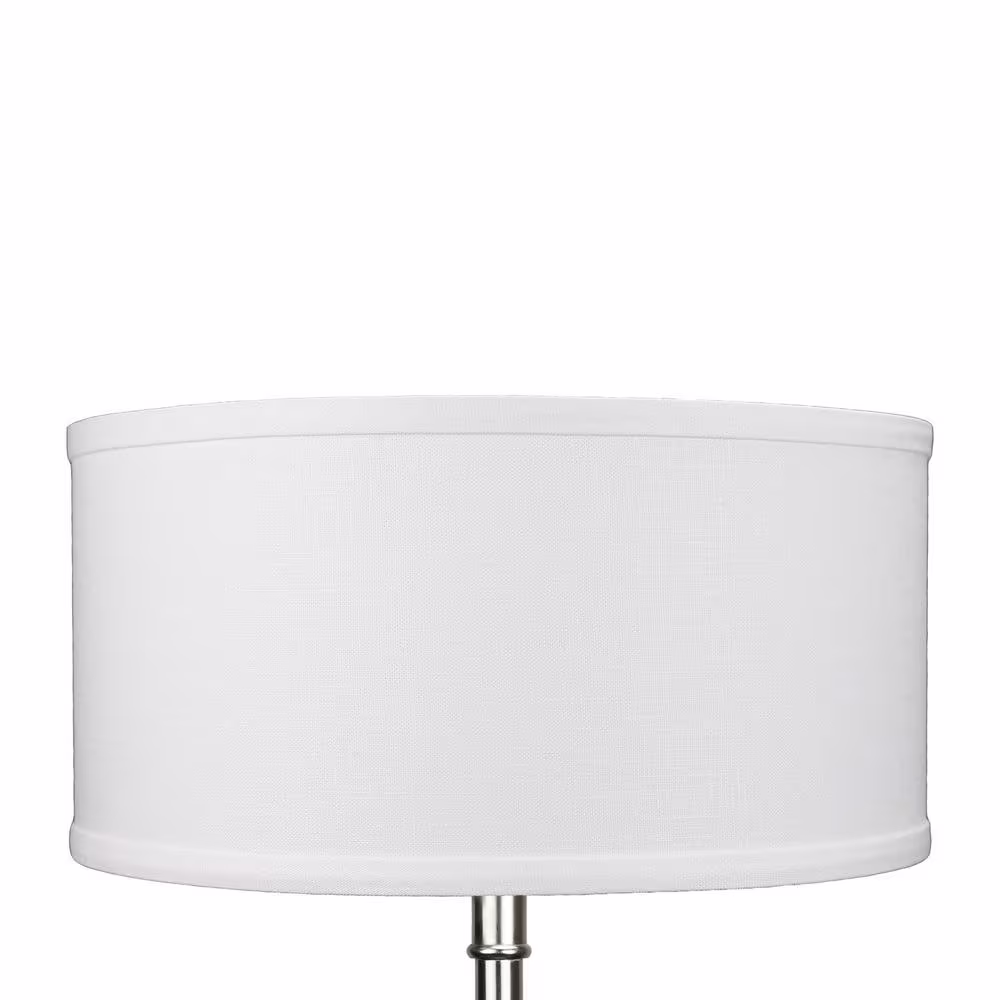 FenchelShades.com Fenchel Shades 14 in. Top Diameter x 14 in. Bottom Diameter x 7 in. Height, Drum Lamp Shade - Designer Linen Off White