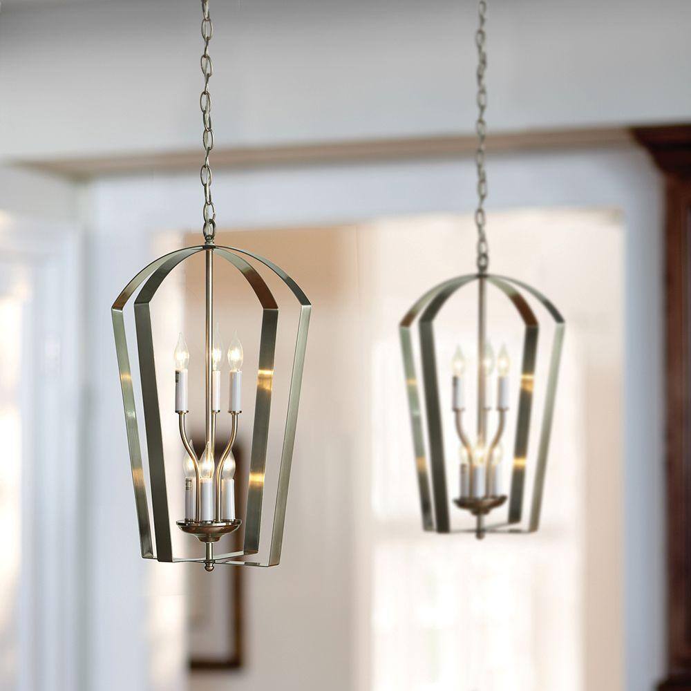 Progress Lighting GatherÂ CollectionÂ 6-Light Brushed Nickel Foyer Pendant
